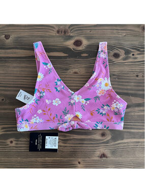 Art Class Bikini Top Girls L 10/12 Pink Floral UPF 50 Swim NWT
